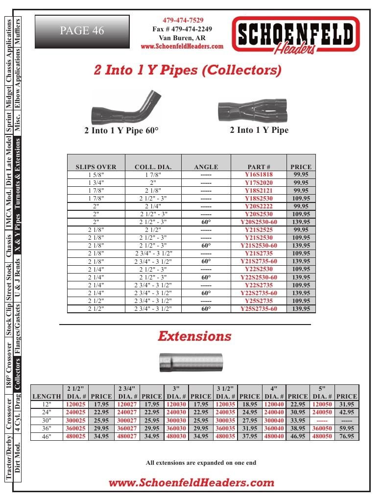 Schoenfeld Headers Racing Headers Catalog Weekly Ad January 1 - December 31, 2026