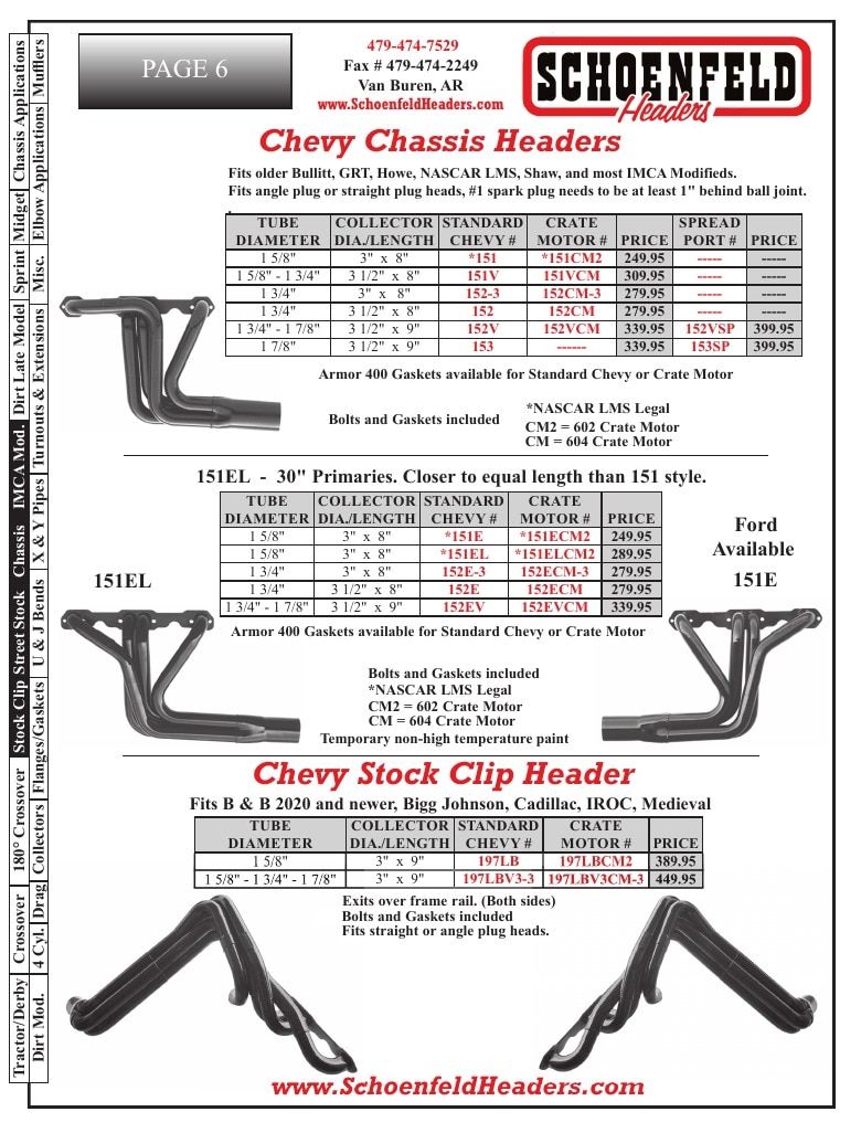 Schoenfeld Headers Racing Headers Catalog Weekly Ad January 1 - December 31, 2026