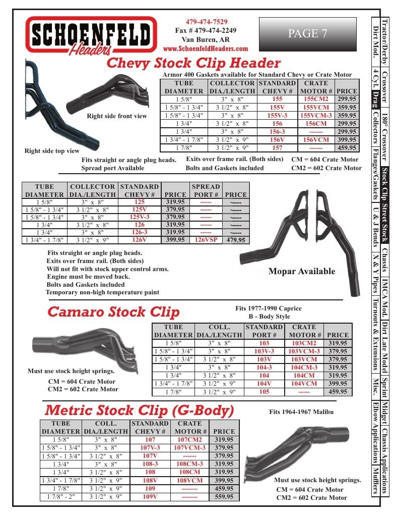 Schoenfeld Headers Racing Headers Catalog Weekly Ad January 1 - December 31, 2026