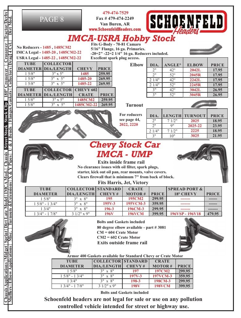 Schoenfeld Headers Racing Headers Catalog Weekly Ad January 1 - December 31, 2026