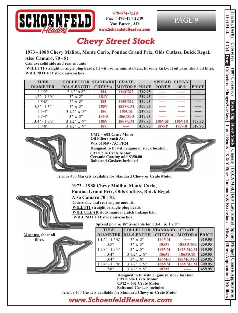 Schoenfeld Headers Racing Headers Catalog Weekly Ad January 1 - December 31, 2026