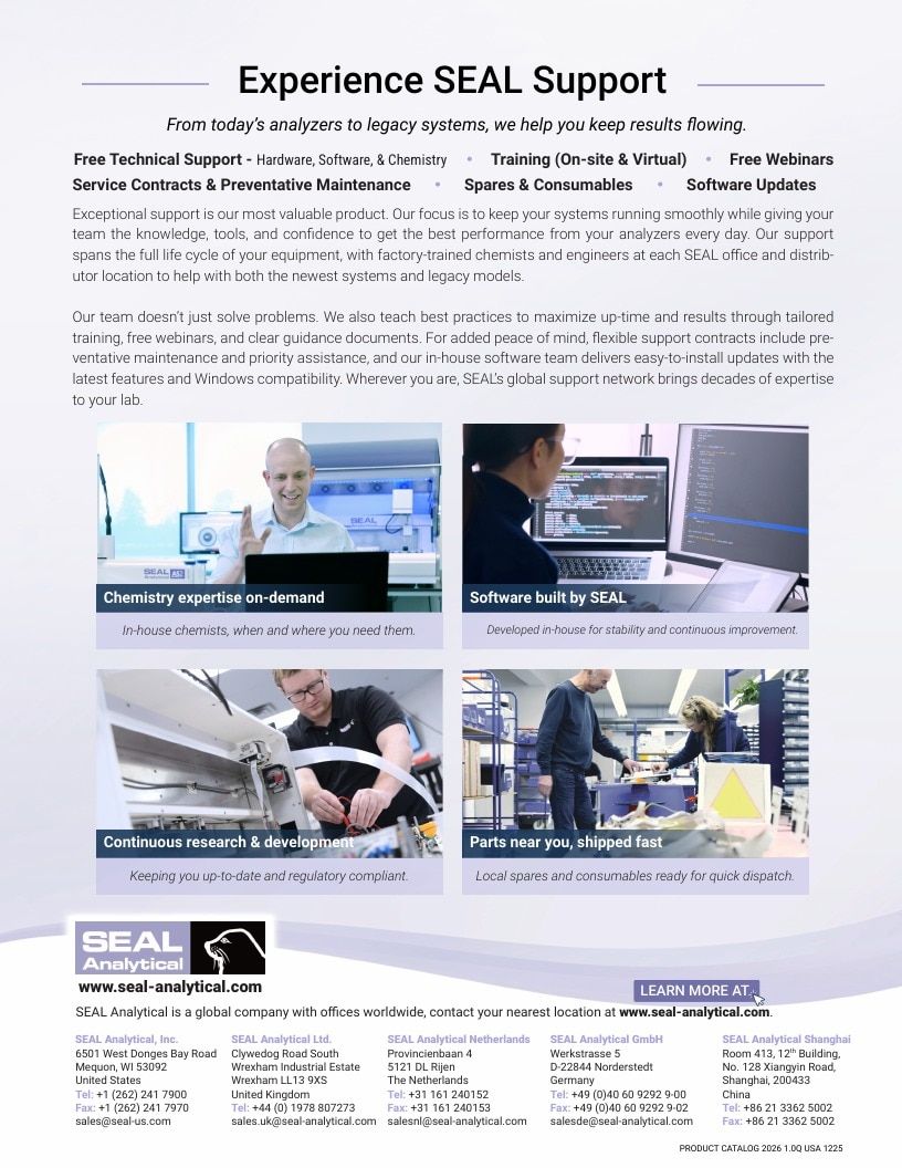 SEAL Analytical Laboratory Products Catalog Weekly Ad January 1 - December 31, 2026