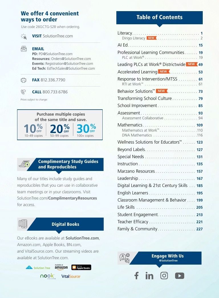 Solution Tree Education Resources Catalog Weekly Ad January 1 - December 31, 2026