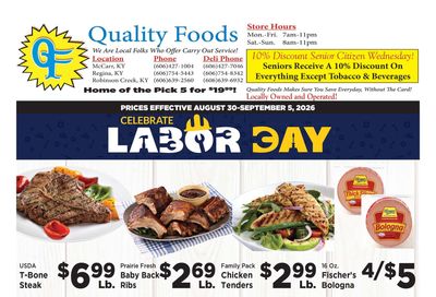 Quality Foods - Buskirk Celebrate Labor Day Weekly Ad August 30 - September 5, 2026
