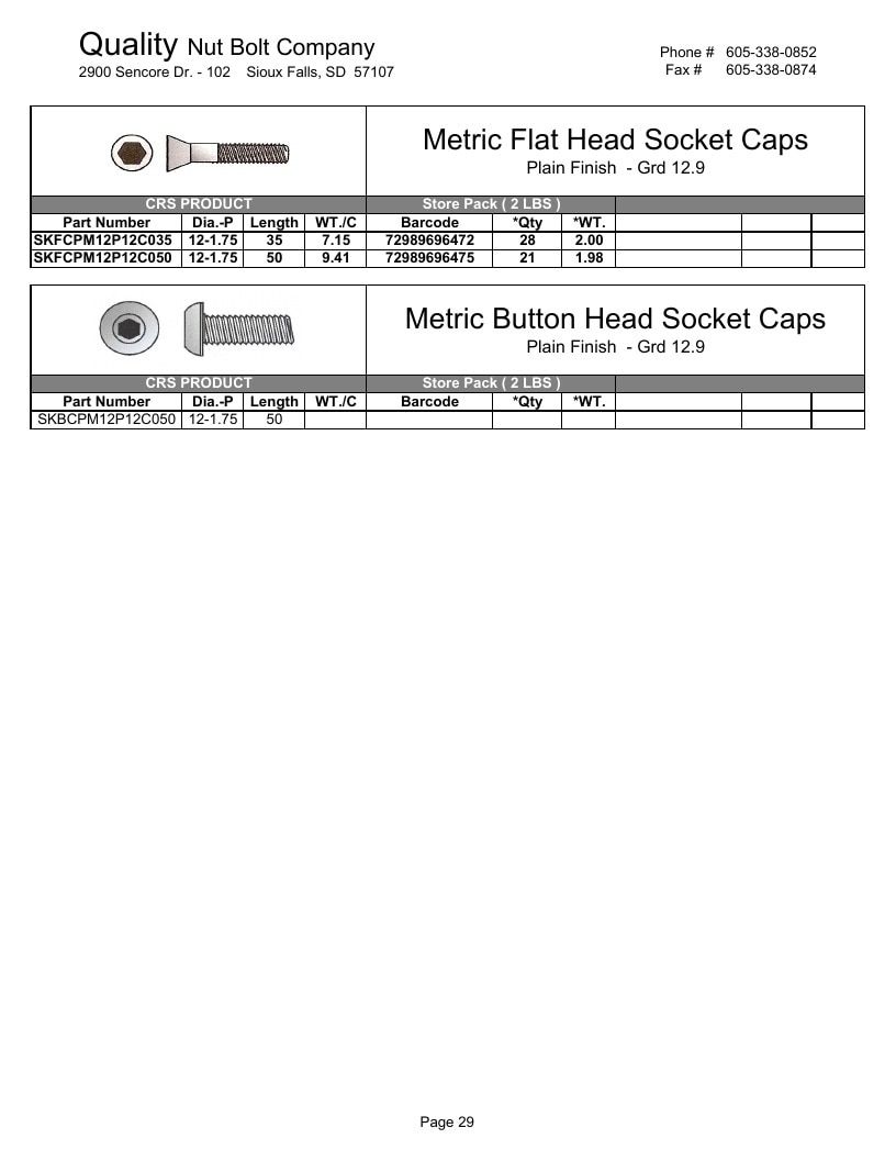 Quality Nut & Bolt Metric Fasteners Catalog Weekly Ad January 1 - December 31, 2026