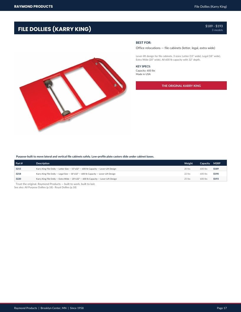 Raymond Products Material Handling Equipment Catalog Weekly Ad January 1 - December 31, 2026