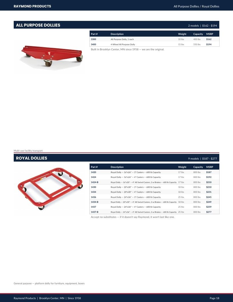 Raymond Products Material Handling Equipment Catalog Weekly Ad January 1 - December 31, 2026