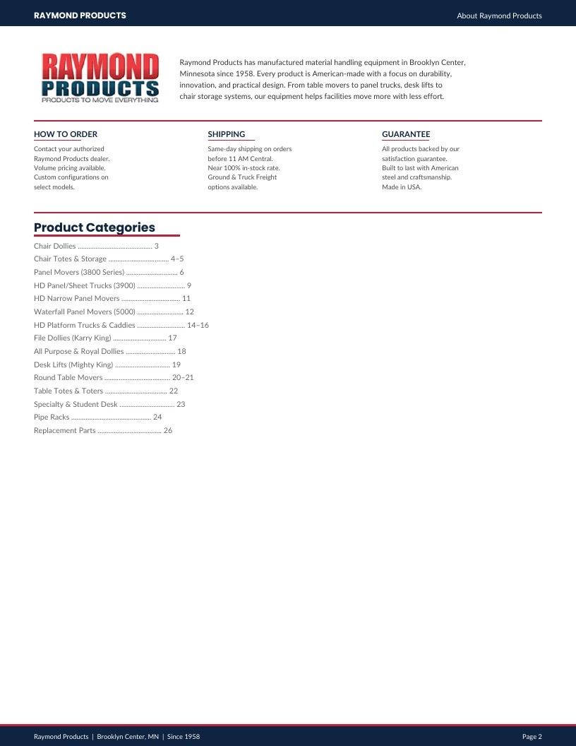 Raymond Products Material Handling Equipment Catalog Weekly Ad January 1 - December 31, 2026