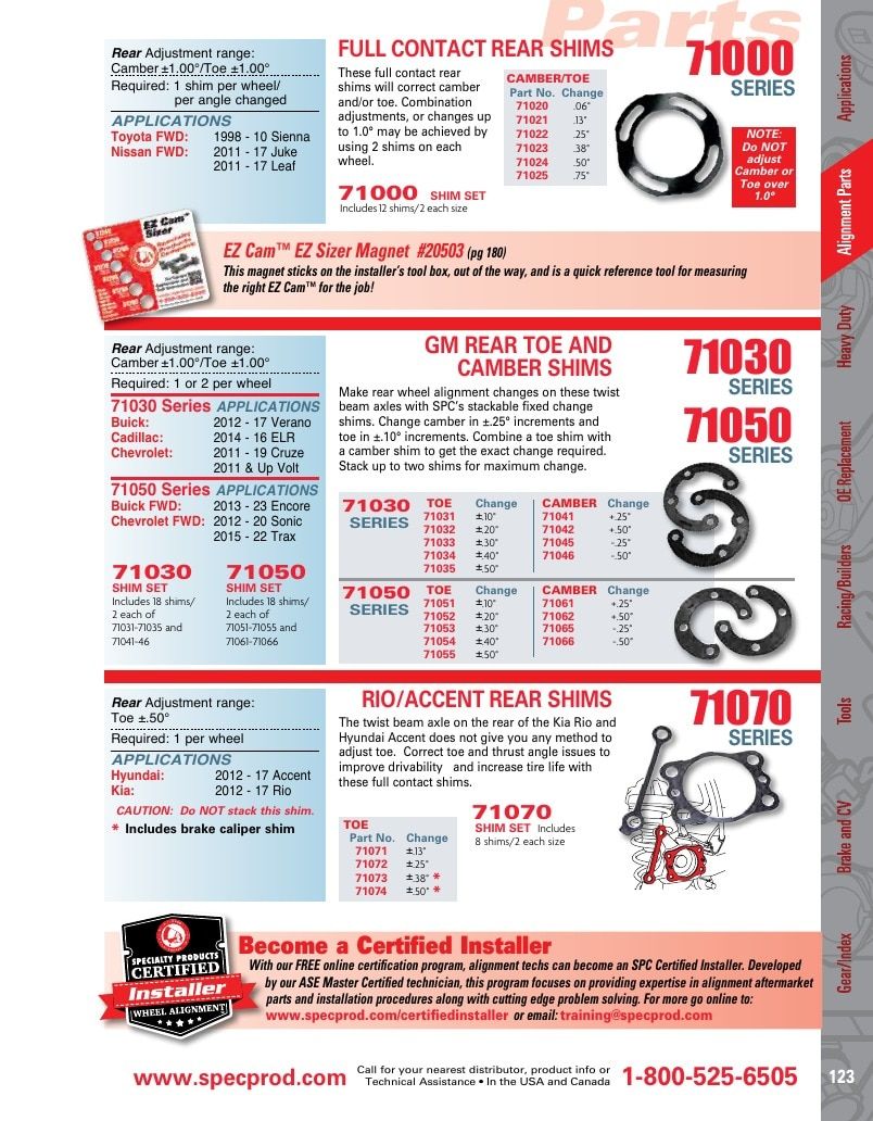 Specialty Products Company Automotive Alignment Catalog Weekly Ad January 1 - December 31, 2026