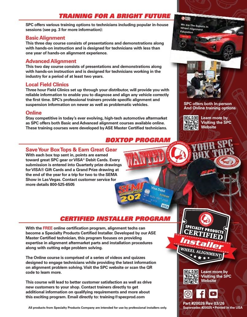 Specialty Products Company Automotive Alignment Catalog Weekly Ad January 1 - December 31, 2026