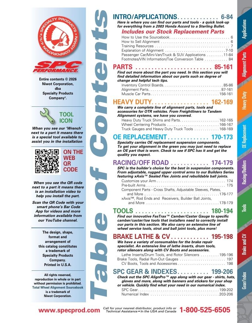 Specialty Products Company Automotive Alignment Catalog Weekly Ad January 1 - December 31, 2026