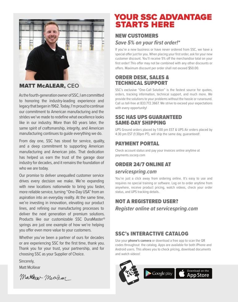 Service Spring Garage Door Products Catalog Weekly Ad January 1 - December 31, 2026
