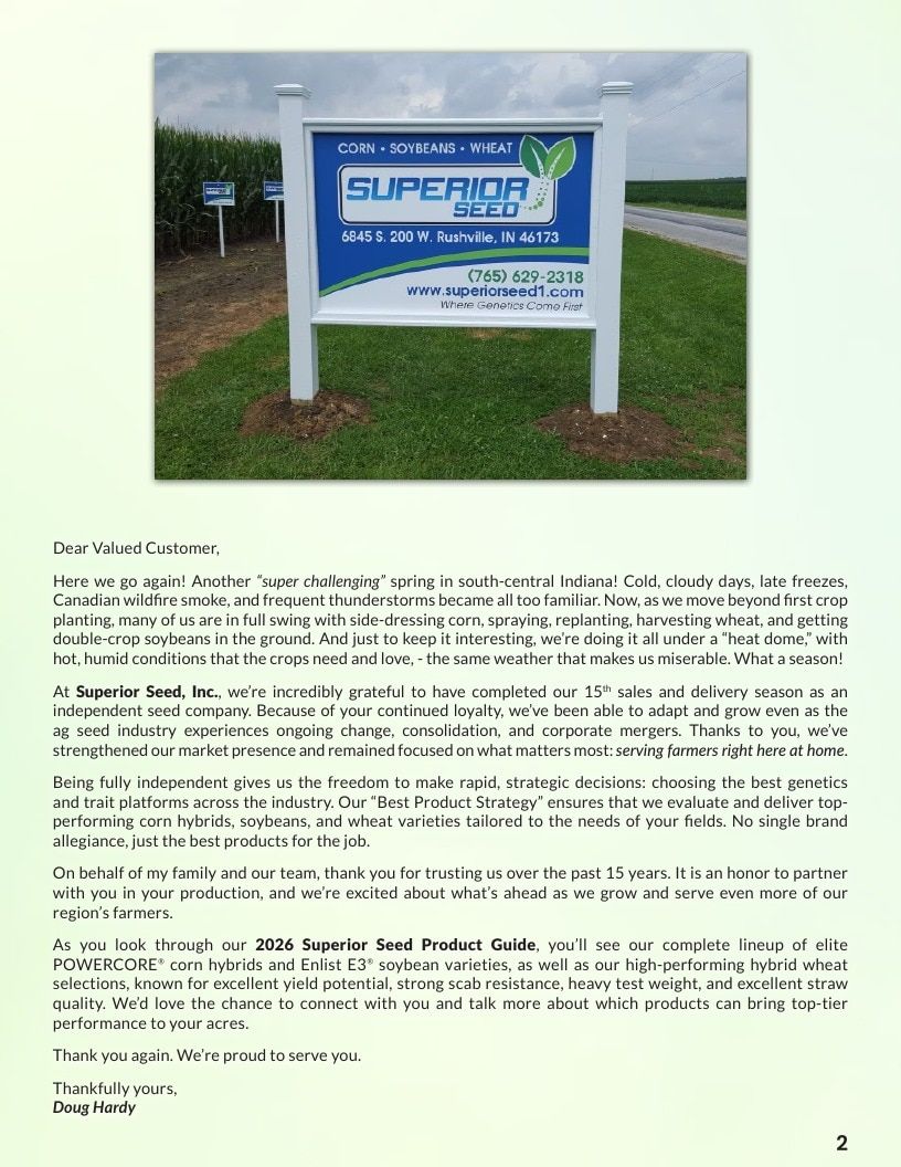 Superior Seed Seed Product Guide Weekly Ad January 1 - December 31, 2026