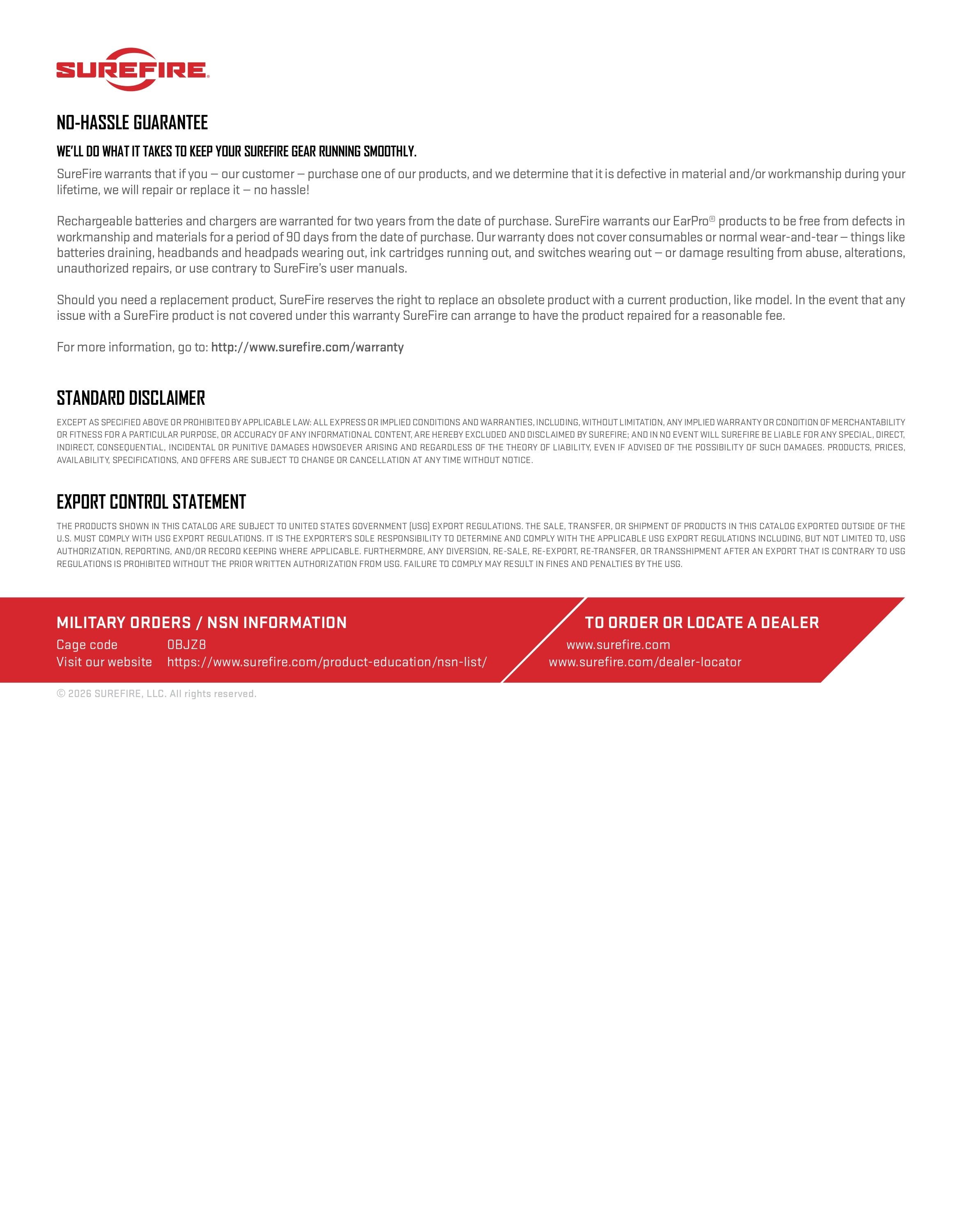 SureFire Lighting Products Catalog Weekly Ad January 1 - December 31, 2026