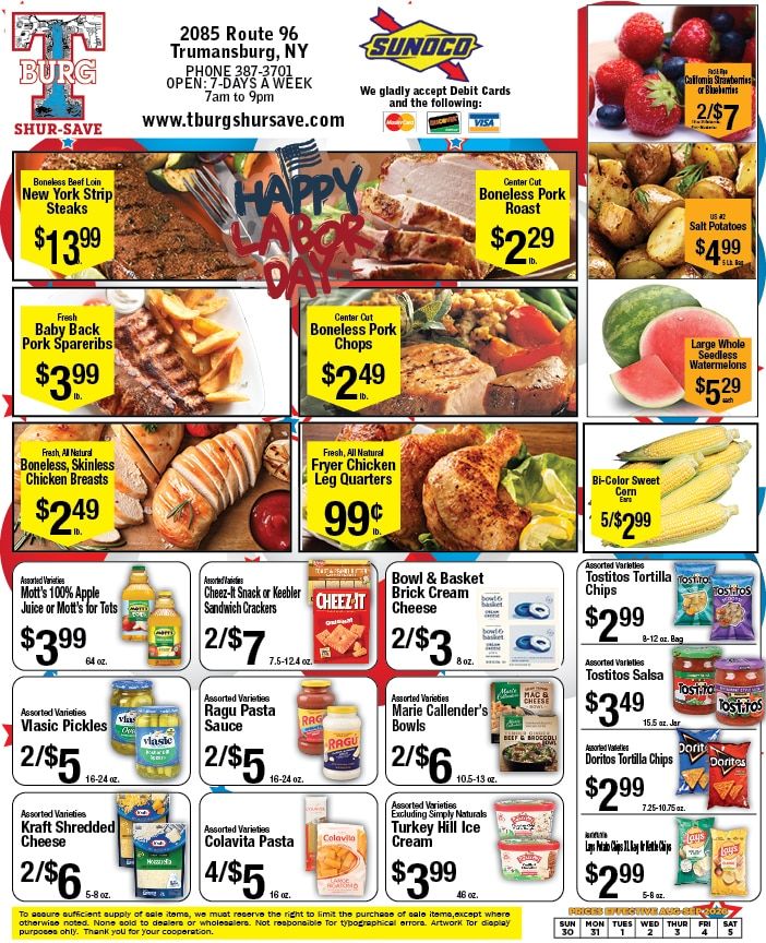T-Burg Shur Save Weekly Ad August 30 - September 5, 2026