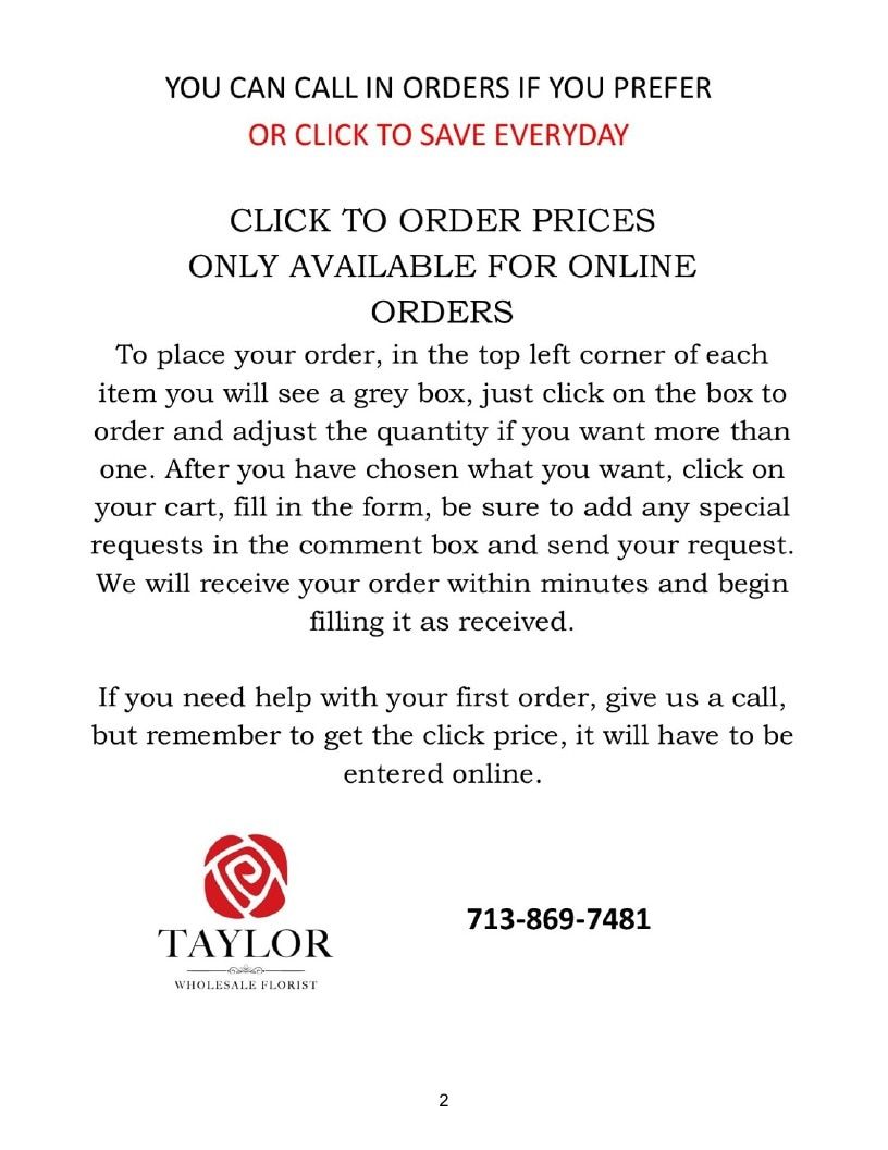 Taylor Wholesale Florist Fall Floral Catalog Weekly Ad January 1 - December 31, 2026