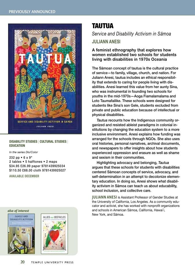 Temple University Press Fall Books Catalog Weekly Ad January 1 - December 31, 2026