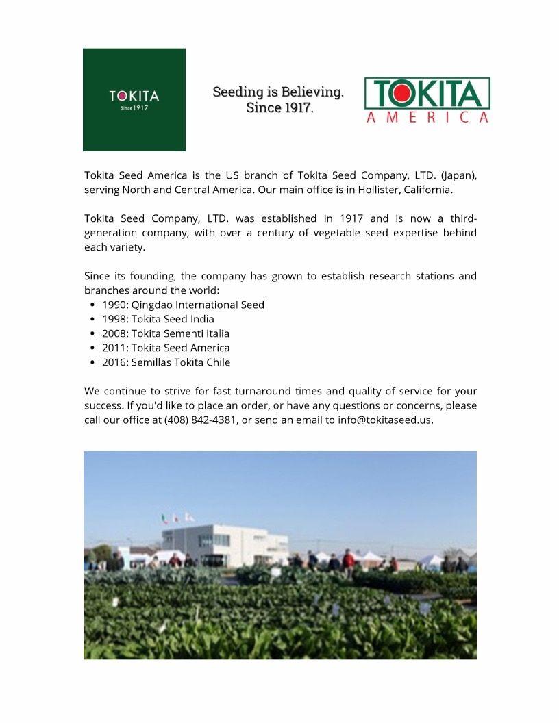 Tokita Seed America Seed Catalog Weekly Ad January 1 - December 31, 2026