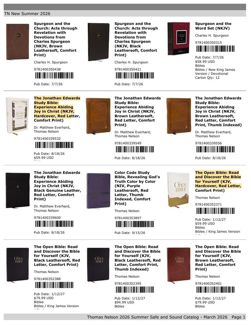 Thomas Nelson Summer New Titles Catalog Weekly Ad January 1 - December 31, 2026