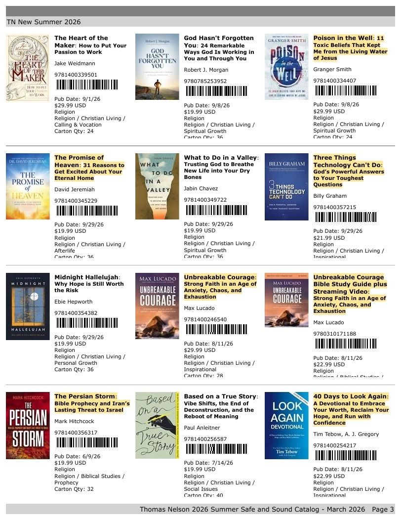 Thomas Nelson Summer New Titles Catalog Weekly Ad January 1 - December 31, 2026