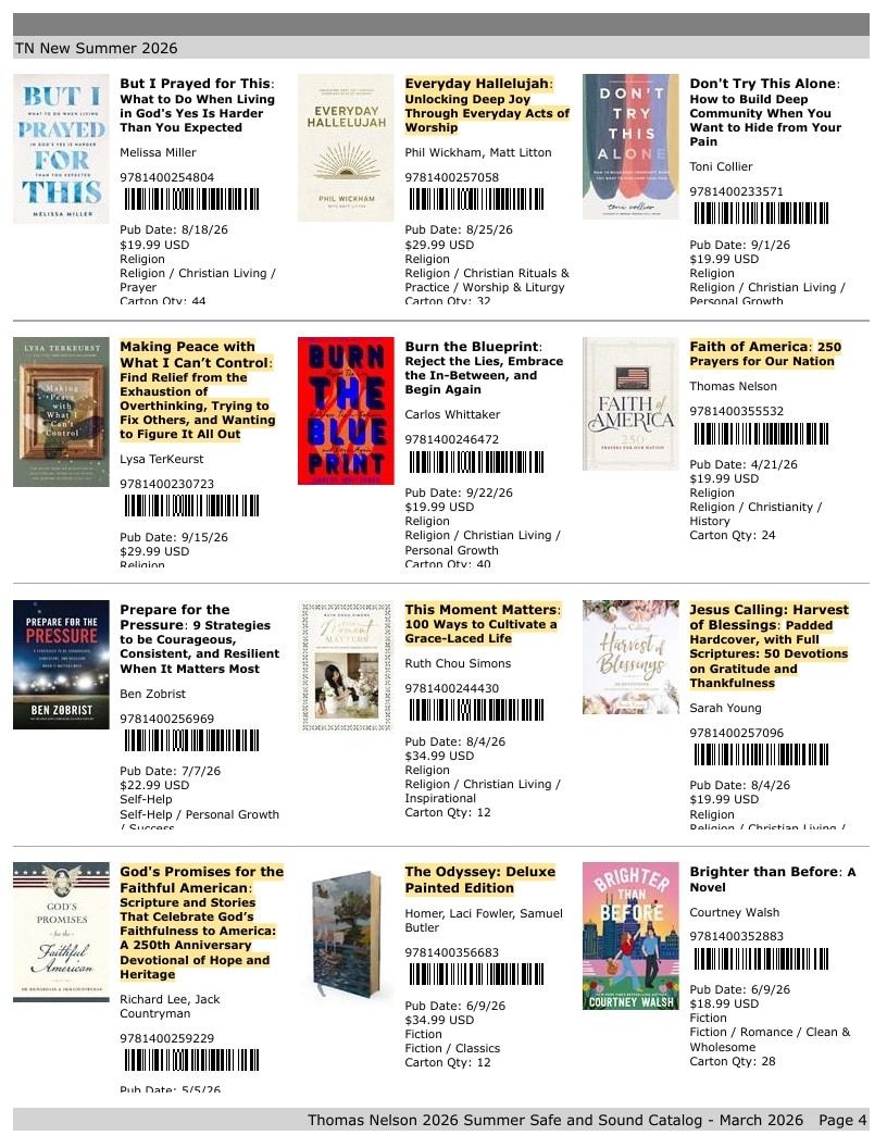 Thomas Nelson Summer New Titles Catalog Weekly Ad January 1 - December 31, 2026