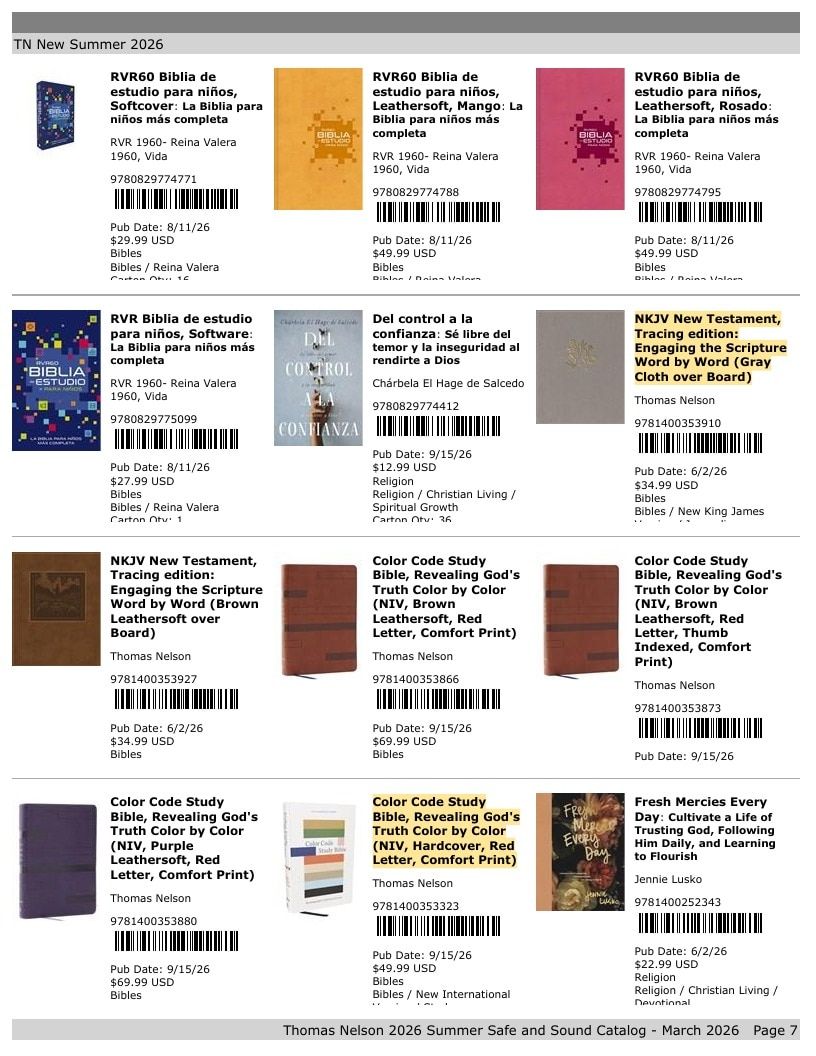 Thomas Nelson Summer New Titles Catalog Weekly Ad January 1 - December 31, 2026