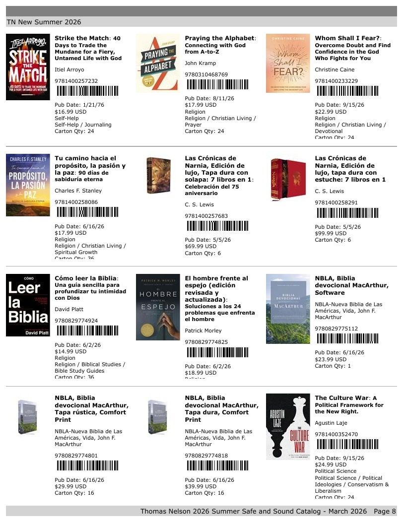 Thomas Nelson Summer New Titles Catalog Weekly Ad January 1 - December 31, 2026