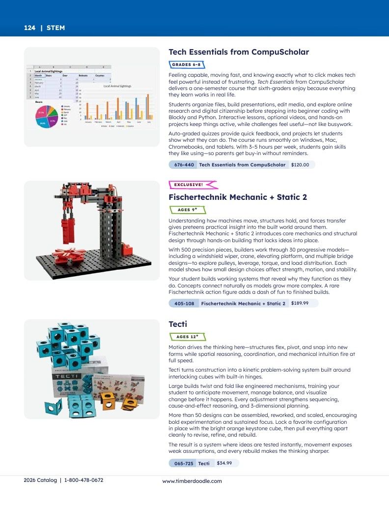 Timberdoodle Homeschool Curriculum Catalog Weekly Ad January 1 - December 31, 2026