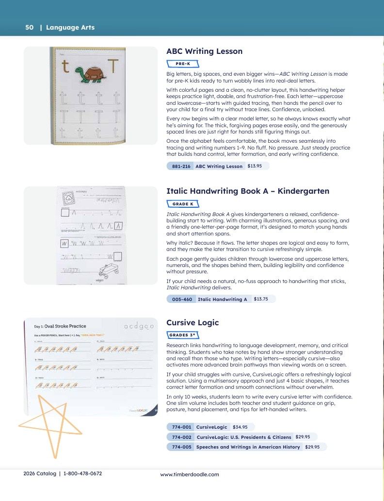 Timberdoodle Homeschool Curriculum Catalog Weekly Ad January 1 - December 31, 2026