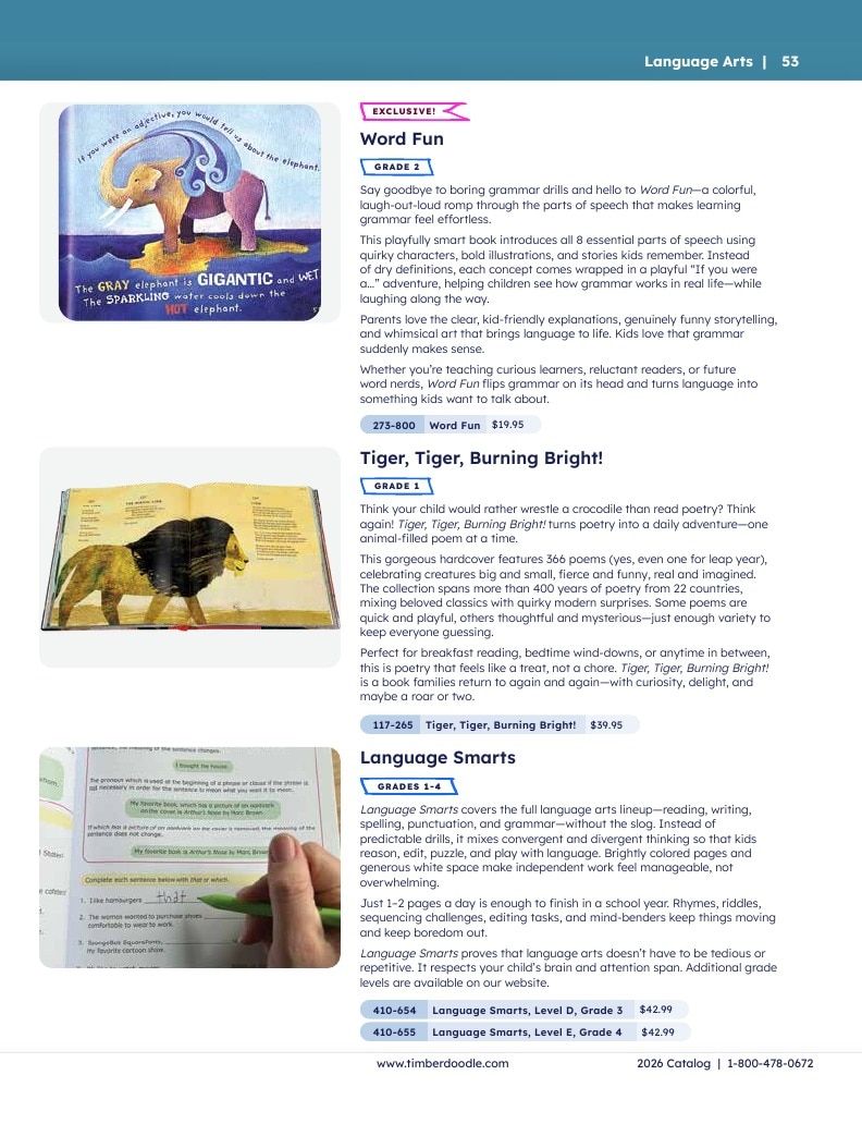 Timberdoodle Homeschool Curriculum Catalog Weekly Ad January 1 - December 31, 2026