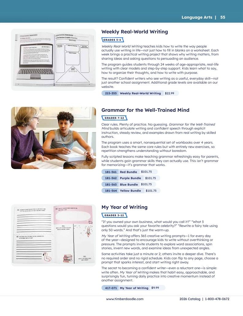 Timberdoodle Homeschool Curriculum Catalog Weekly Ad January 1 - December 31, 2026