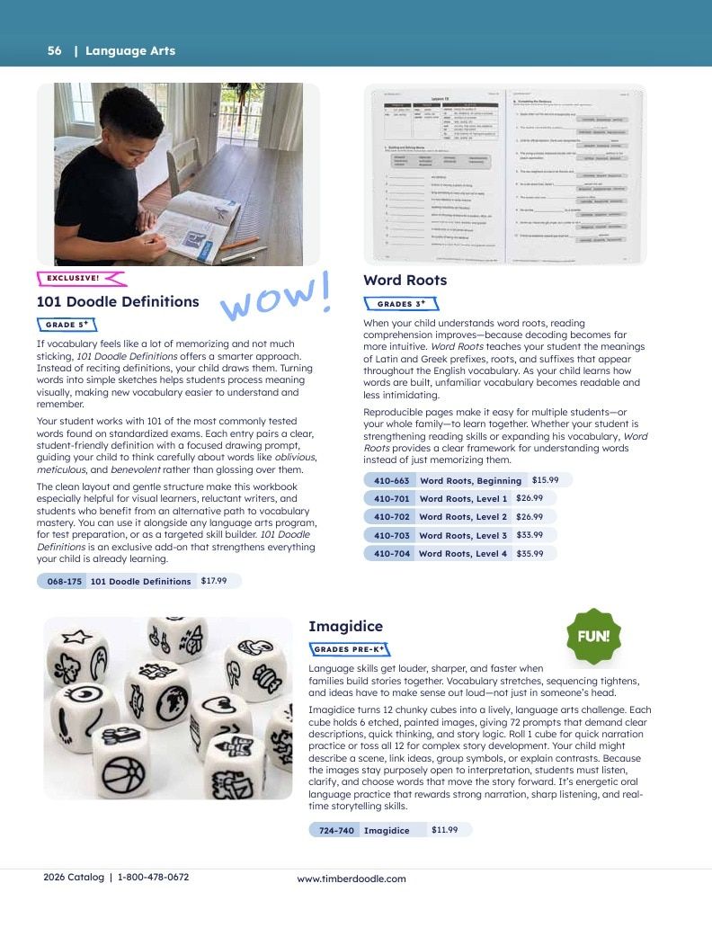 Timberdoodle Homeschool Curriculum Catalog Weekly Ad January 1 - December 31, 2026