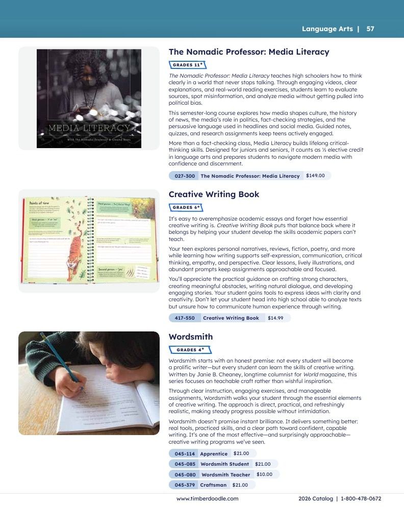 Timberdoodle Homeschool Curriculum Catalog Weekly Ad January 1 - December 31, 2026