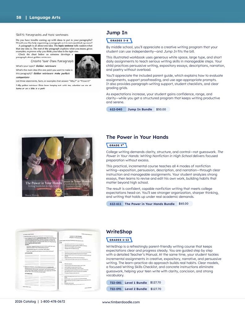 Timberdoodle Homeschool Curriculum Catalog Weekly Ad January 1 - December 31, 2026