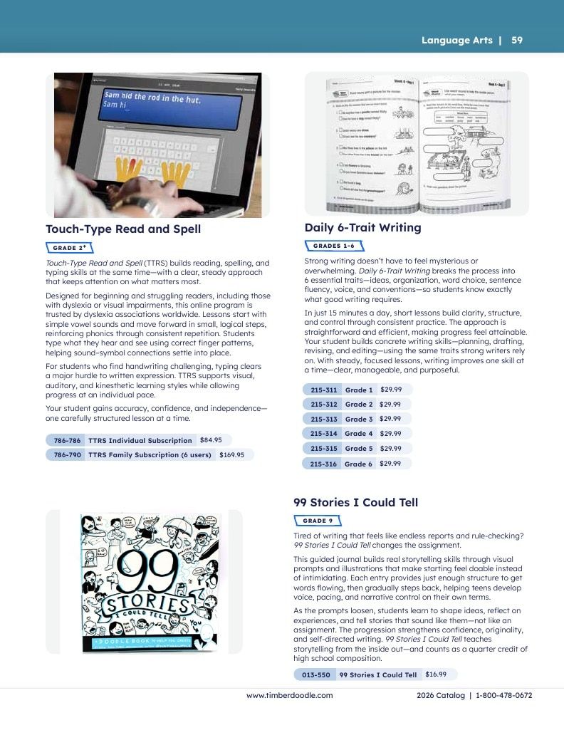Timberdoodle Homeschool Curriculum Catalog Weekly Ad January 1 - December 31, 2026