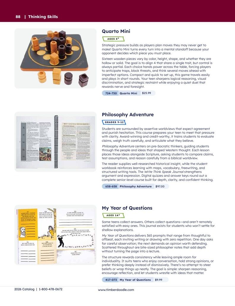 Timberdoodle Homeschool Curriculum Catalog Weekly Ad January 1 - December 31, 2026