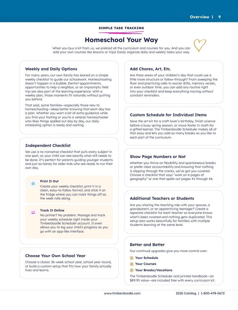 Timberdoodle Homeschool Curriculum Catalog Weekly Ad January 1 - December 31, 2026