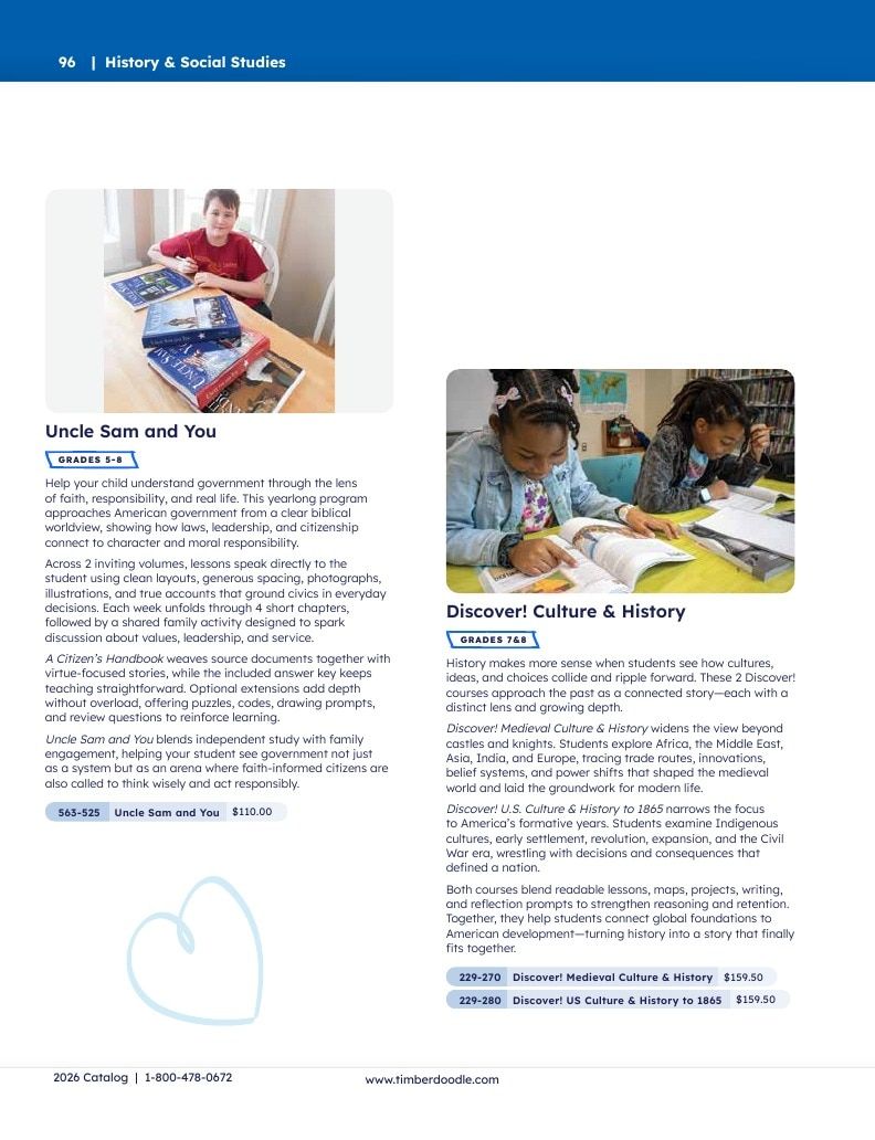 Timberdoodle Homeschool Curriculum Catalog Weekly Ad January 1 - December 31, 2026