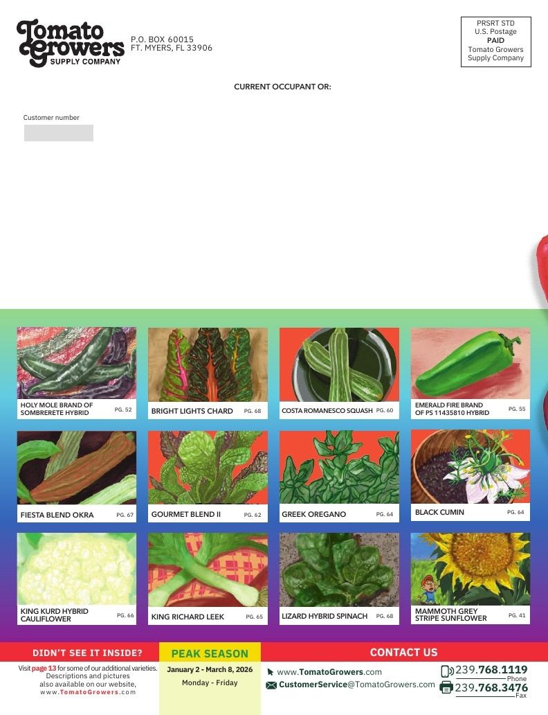 Tomato Growers Supply Company Seed Catalog Weekly Ad January 1 - December 31, 2026