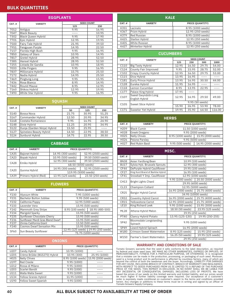 Tomato Growers Supply Company Seed Catalog Weekly Ad January 1 - December 31, 2026