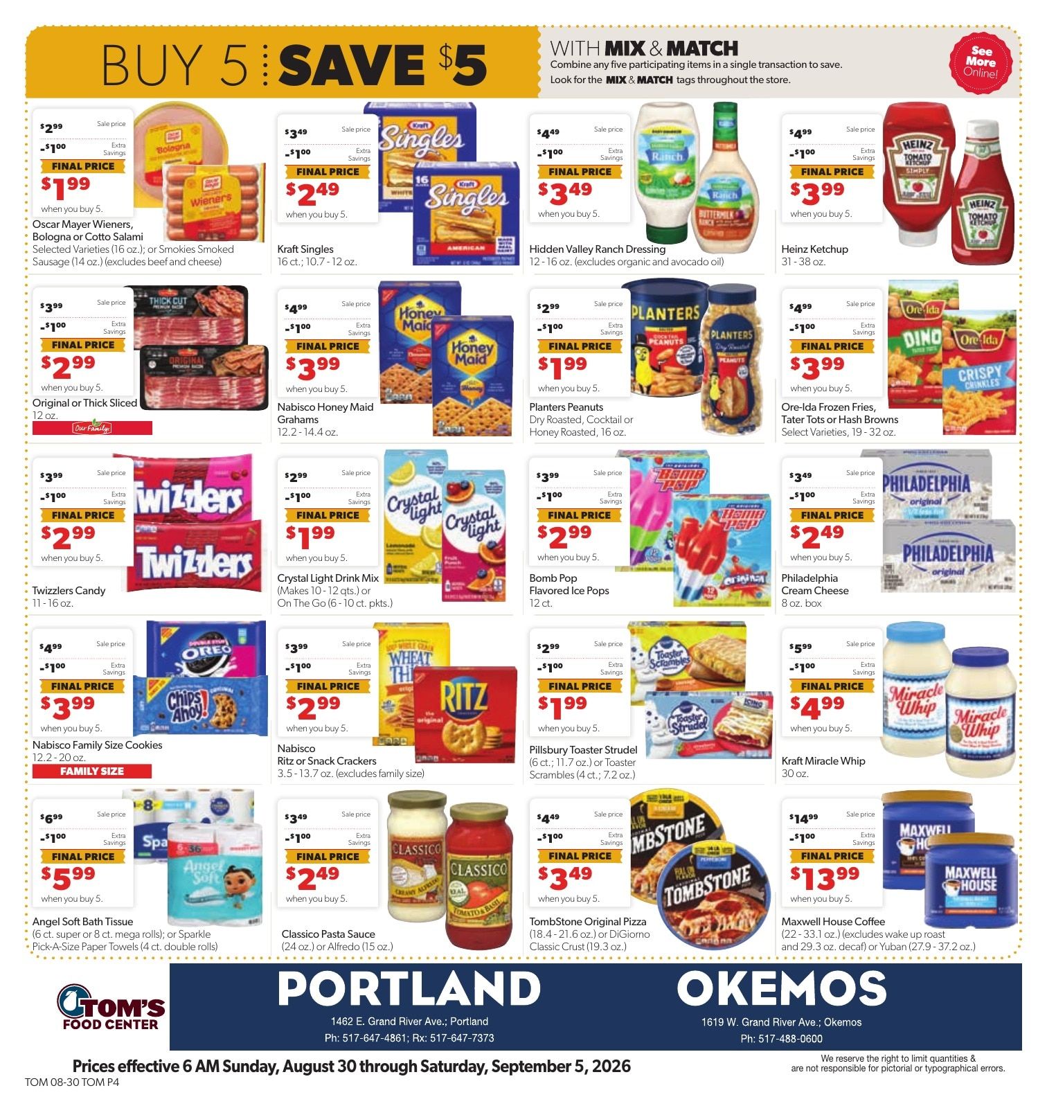 Tom's Food Center (Okemos, MI) Weekly Ad August 30 - September 5, 2026
