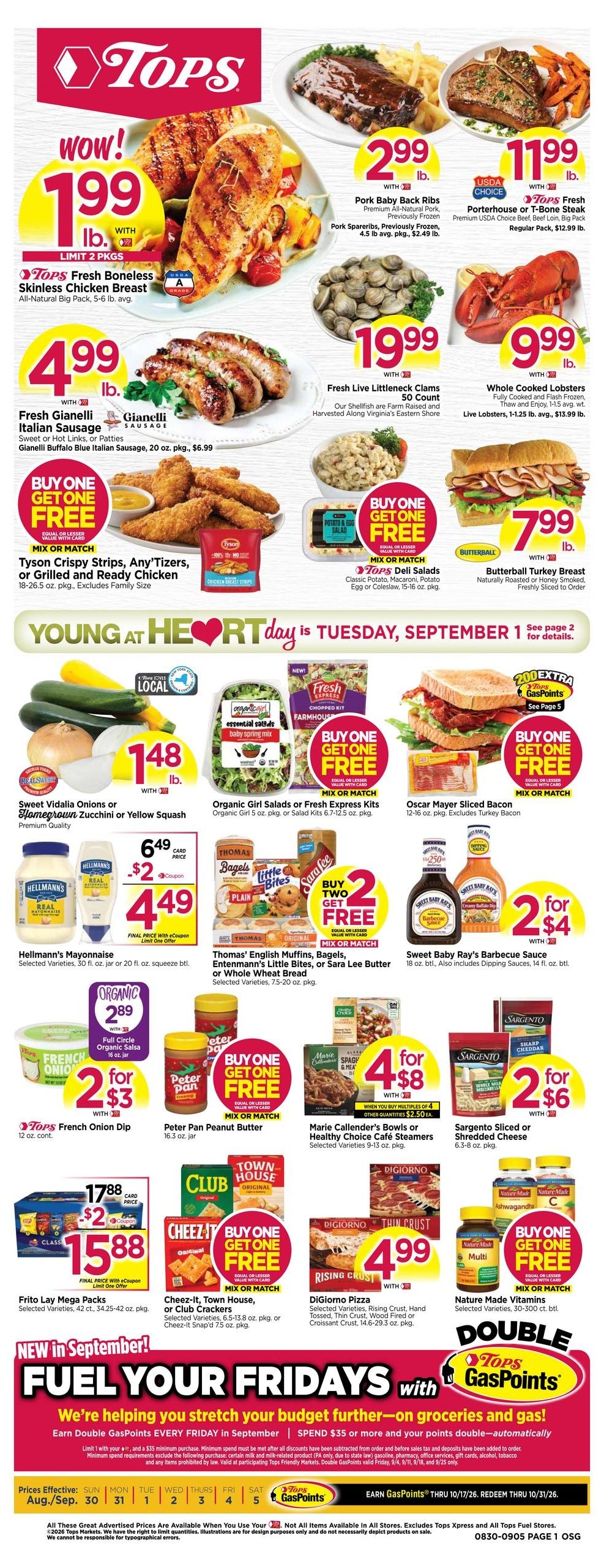 Tops Friendly Markets (Alder Creek Area, NY) Weekly Ad August 30 - September 5, 2026