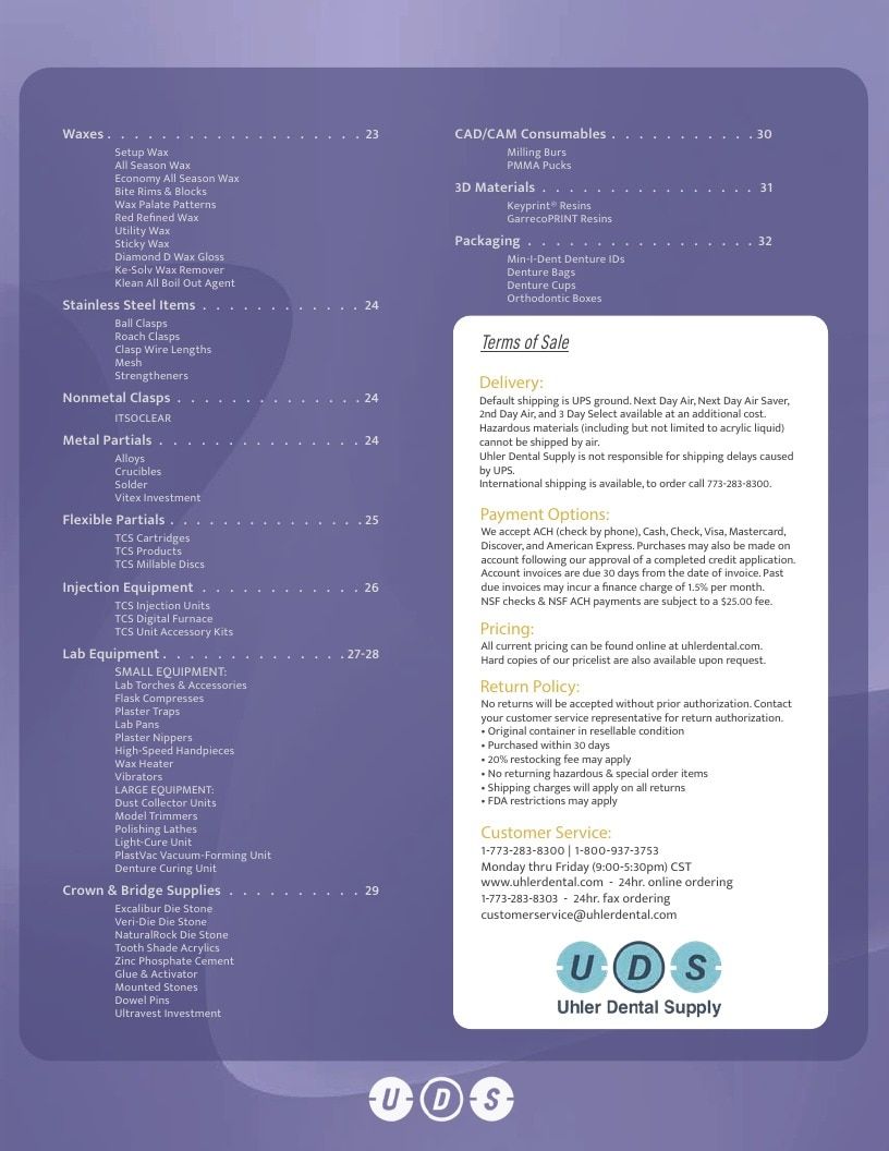 Uhler Dental Dental Products Catalog Weekly Ad January 1 - December 31, 2026
