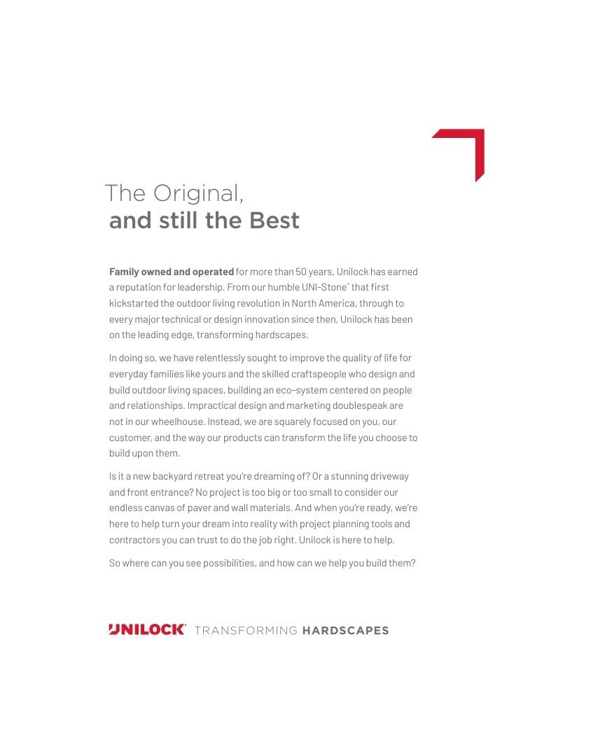 Unilock Outdoor Landscaping Catalog Weekly Ad January 1 - December 31, 2026