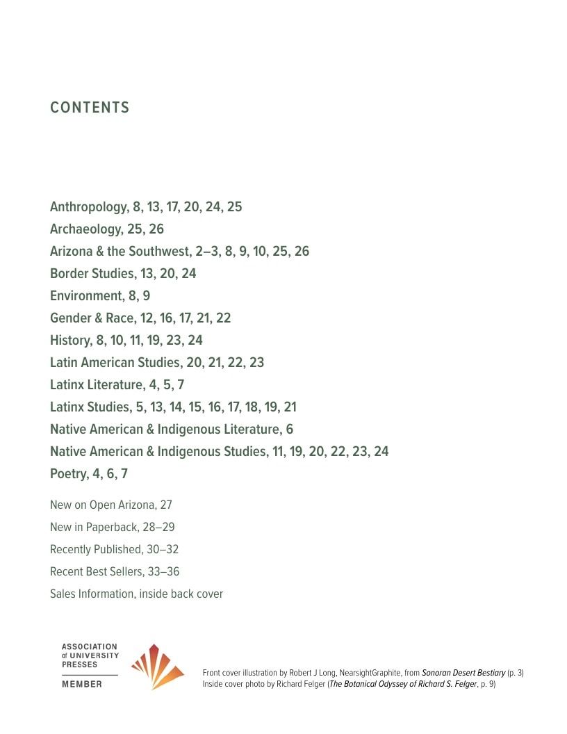 University of Arizona Press Fall Book Catalog Weekly Ad January 1 - December 31, 2026