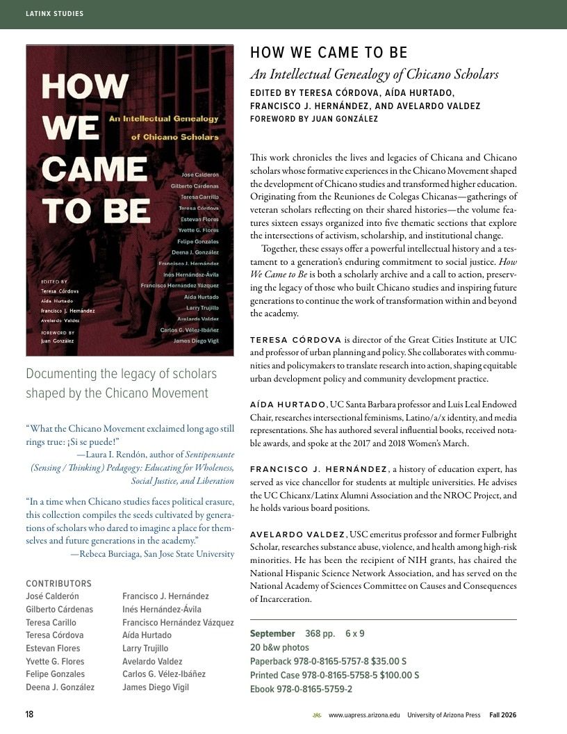 University of Arizona Press Fall Book Catalog Weekly Ad January 1 - December 31, 2026