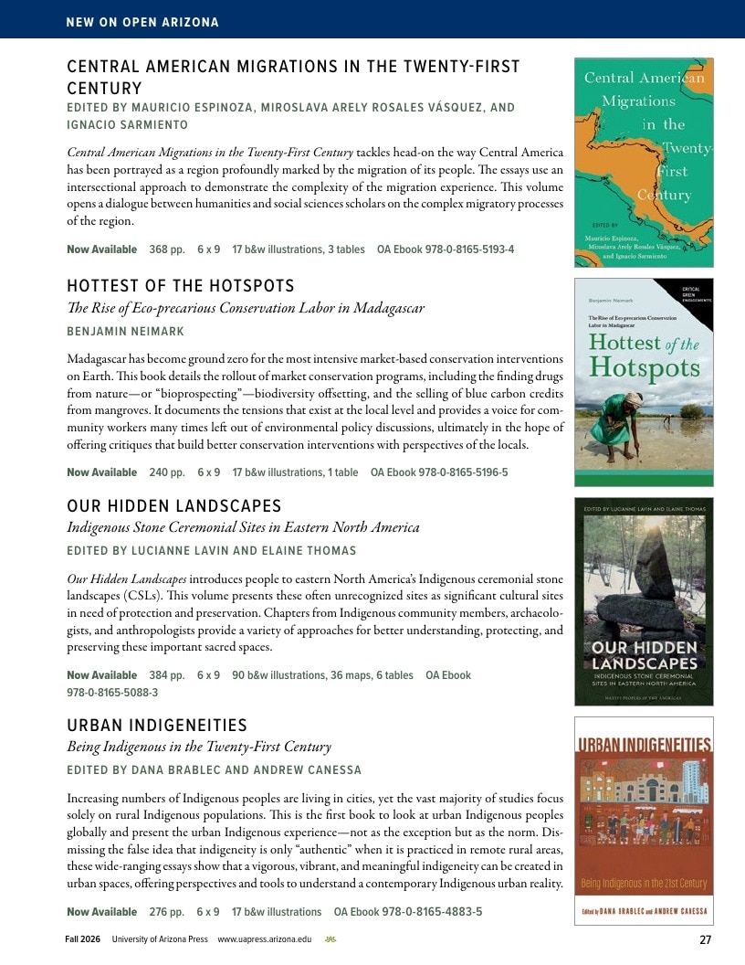 University of Arizona Press Fall Book Catalog Weekly Ad January 1 - December 31, 2026