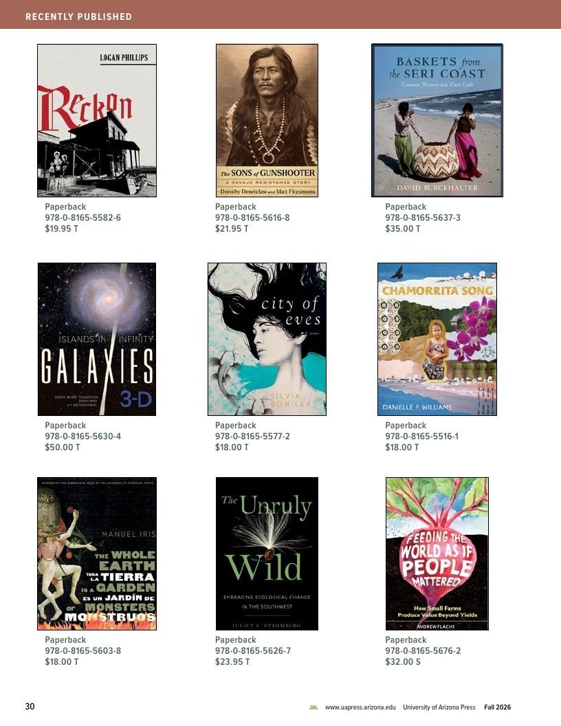 University of Arizona Press Fall Book Catalog Weekly Ad January 1 - December 31, 2026