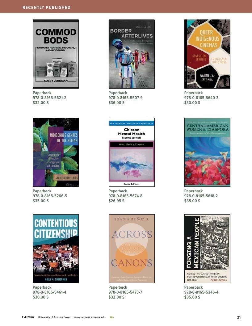 University of Arizona Press Fall Book Catalog Weekly Ad January 1 - December 31, 2026