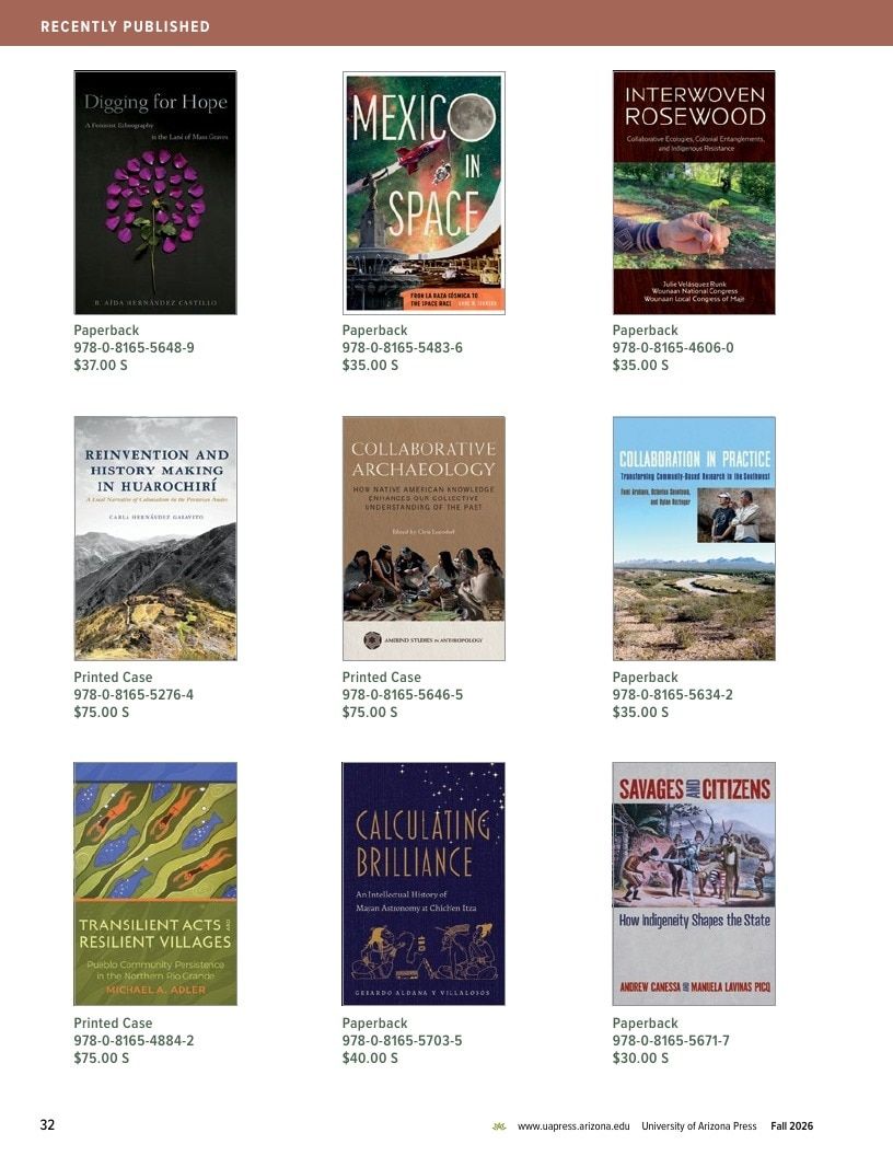 University of Arizona Press Fall Book Catalog Weekly Ad January 1 - December 31, 2026